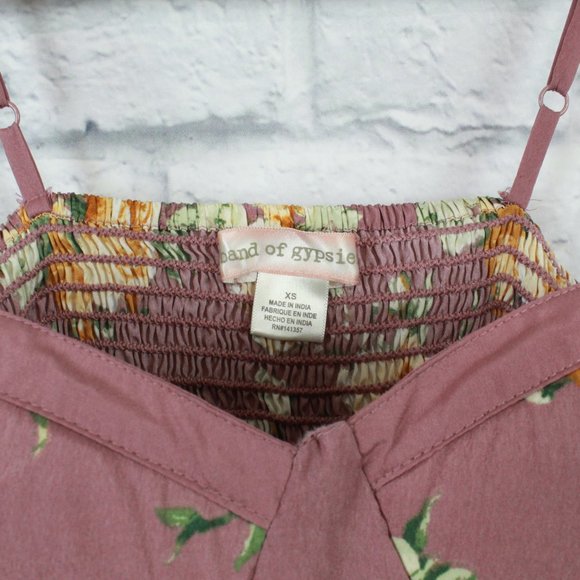 Band of Gypsies Pink Bra Top Summer Floral Sweetheart Mini Dress Size XS - Picture 7 of 9